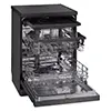 ماشین ظرفشویی 14 نفره سه طبقه ال جی مدل  DFC513FD رنگ دودی با درب باز از نمای کنار