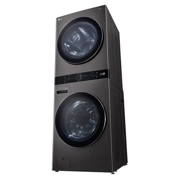 ماشین لباسشویی و خشک کن ال جی مدل WT2116BRK رنگ دودی از نمای کنار