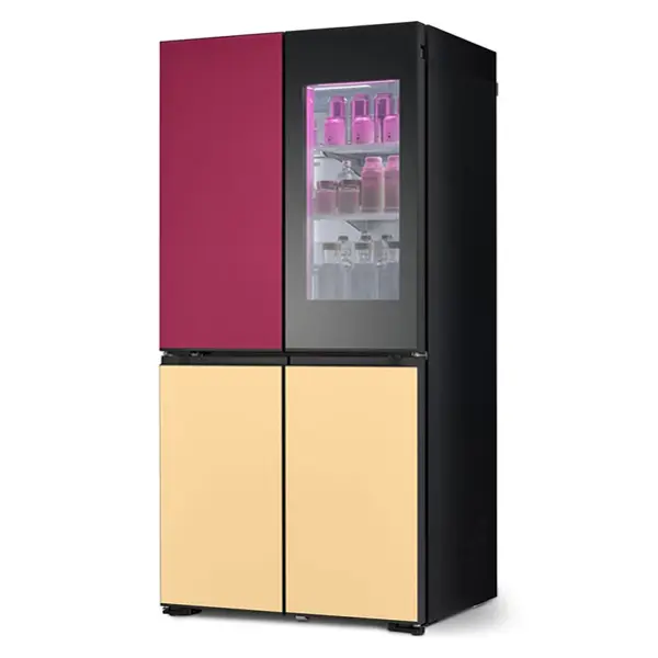  یخچال فریزر ساید بای ساید چهار درب  ال جی مدل GMV960NNME رنگ سفید و خاکستری نمای کنار