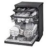 ماشین ظرفشویی ال جی مدل  DFC513FD رنگ دودی با درب باز از نمای کنار