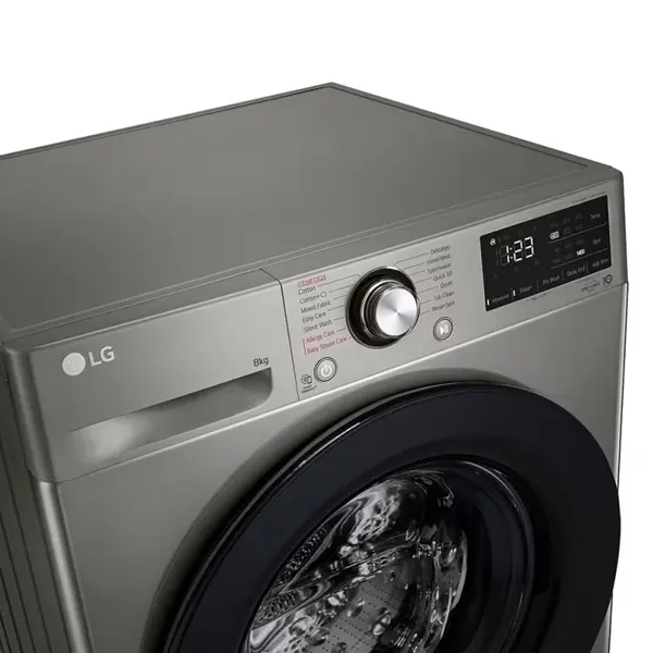 پنل کنترلی ماشین لباسشویی ال جی F4R3TYG6P رنگ نقره ای پلاتینیومی از نمای کنار