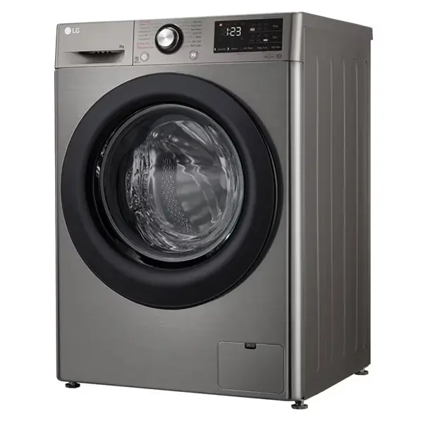 ماشین لباسشویی ال جی F4R3TYG6P رنگ نقره ای پلاتینیومی از نمای کنار