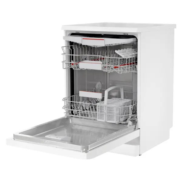 ماشین ظرفشویی 14 نفره بوش مدل SMS4HMW65M رنگ سفید از کنار با درب باز