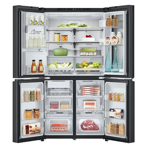 یخچال فریزر فرنچ چهار درب ال جی مدل GR-X33FFCRL رنگ دودی از نمای داخل