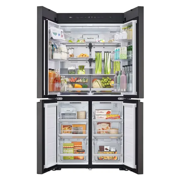 یخچال فریزر ال جی مدل GMV960NNME رنگ سفید و خاکستری نمایی از   فضای داخل