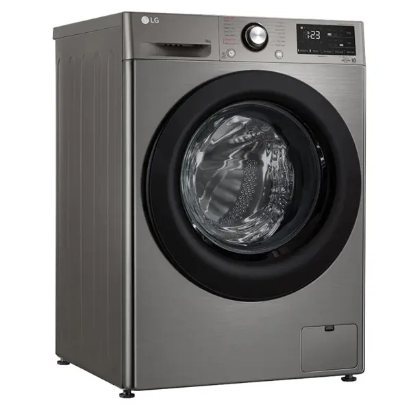 ماشین لباسشویی ال جی F4R3TYG6P رنگ نقره ای پلاتینیومی از نمای کنار