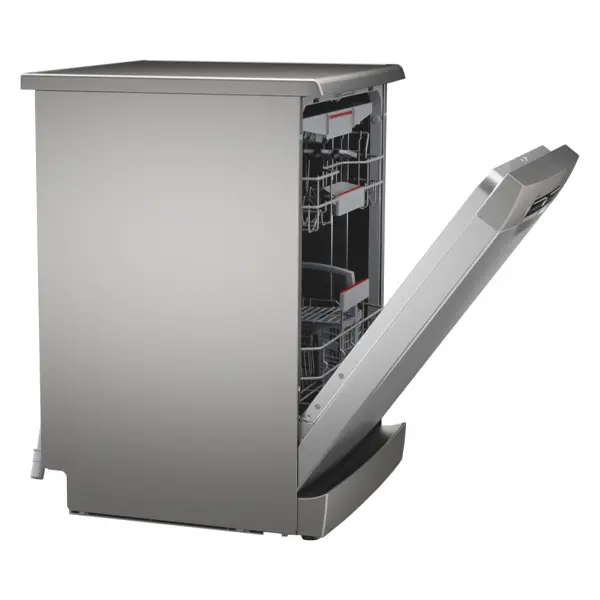 ماشین ظرفشویی 14 نفره بوش مدل SMS4HMI65M رنگ نقره ای از بغل با درب باز