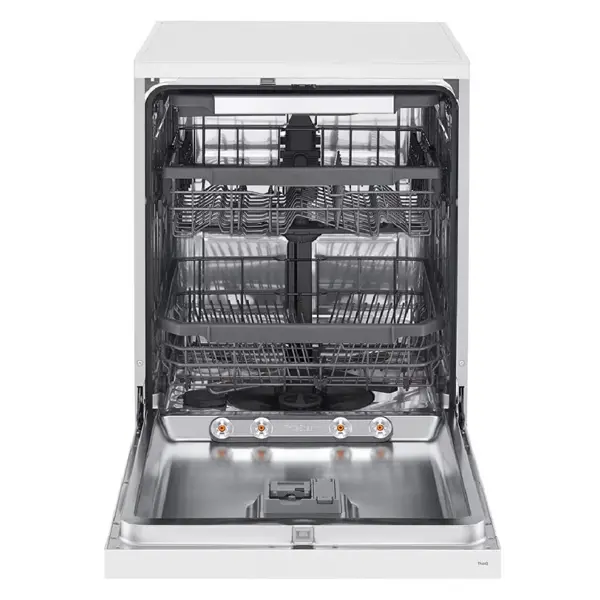 ماشین ظرفشویی 14 نفره سه طبقه ال جی مدل DFC435FW رنگ سفید با درب باز