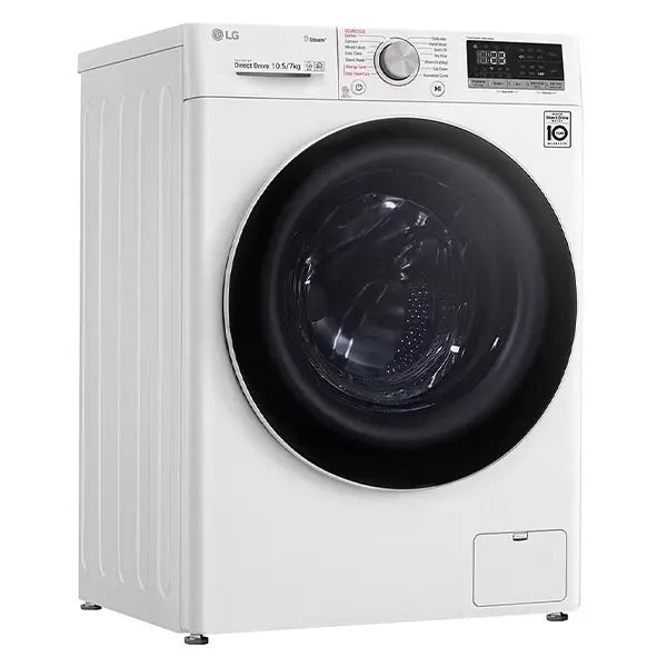  ماشین لباسشویی و خشک کن ال جی F4V5RGP0W رنگ سفید  ازنمای کنار