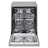 ماشین ظرفشویی 14 نفره سه طبقه ال جی مدل  DFC513FV رنگ نقره ای پلاتینیومی با درب باز از کنار