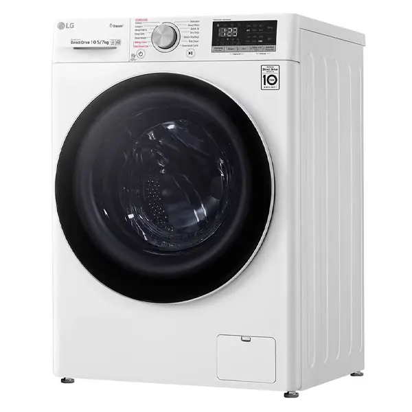  ماشین لباسشویی و خشک کن ال جی F4V5RGP0W رنگ سفید  ازنمای کنار