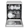 ماشین ظرفشویی ال جی مدل DFC612FV رنگ نقره ای از نمای جلو با درب باز