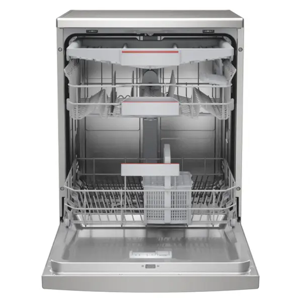 ماشین ظرفشویی بوش مدل SMS4HMI65M رنگ نقره ای از جلو با درب باز