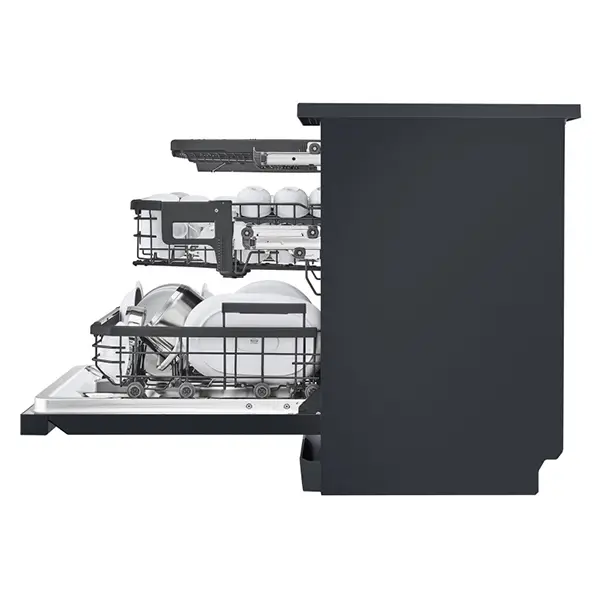 قابلیت تنظیم ارتفاع سبد ماشین ظرفشویی خشک‌کن ال جی مدل DFC287HMS رنگ مشکی مات 