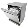 ماشین ظرفشویی 14 نفره دو طبقه ال جی مدل DFC612FV رنگ نقره ای از نمای کنار با درب نیمه باز