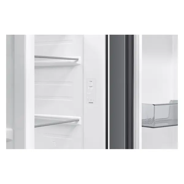 یخچال فریزر ساید بای ساید دو درب سامسونگ RS80DG5402SL رنگ نقره ای نمایی از پنل داخل