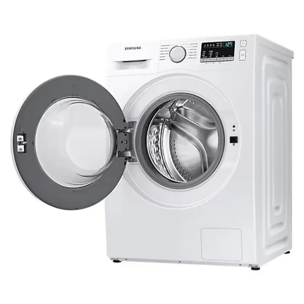 ماشین لباسشویی سامسونگ WW80T4040EE رنگ سفید از نمای کنار با درب باز