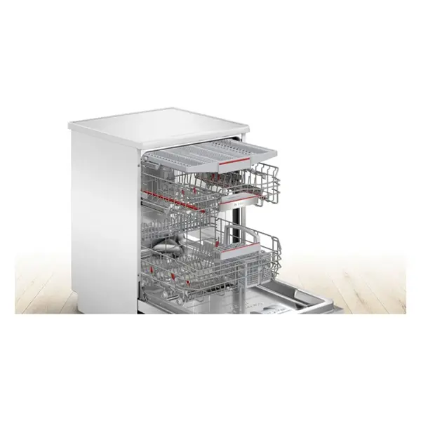 خرید ماشین ظرفشویی 14 نفره بوش مدل SMS6ZCW37Q رنگ سفید با ظرفیت 14 نفره و سه طبقه ی  مخصوص ظروف