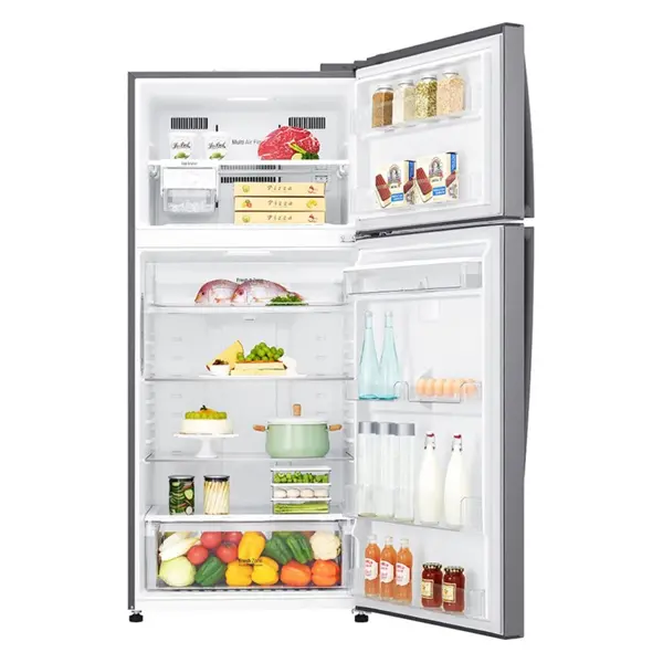 یخچال فریزر بالا پایین  ال جی مدل GN-F782HFHL رنگ نقره ای نمای داخل