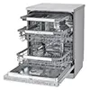 ماشین ظرفشویی ال جی مدل DFC335HP رنگ نقره ای پلاتینیومی با درب باز از نمای کنار