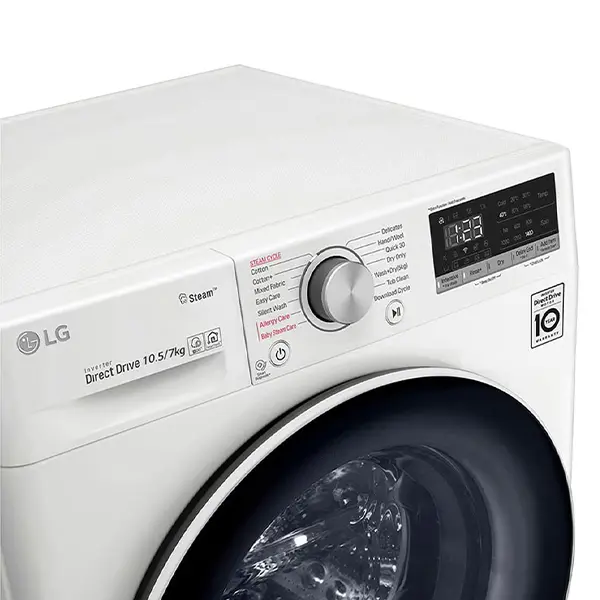  ماشین لباسشویی ال جی F4V5RGP0W رنگ سفید با ظرفبت 10.5 کیلوگرم و 7 کیلو خشک کن