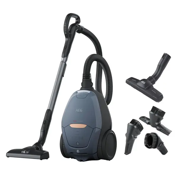 جاروبرقی آاگ VX82-1-5db رنگ آبی همراه با نازل های مخصوص تمیز کردن سطوح مختلف