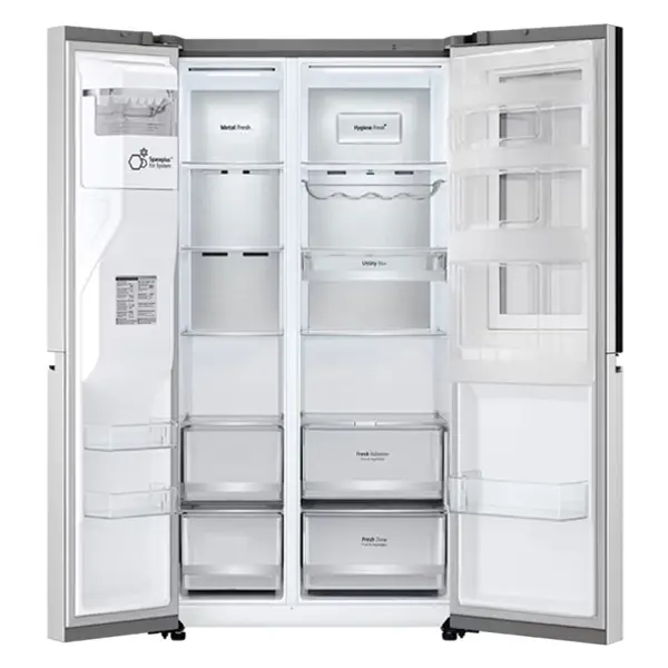 یخچال فریزر ساید بای ساید 3 درب 24 فوت ال جی مدل GR-X260JSGW رنگ نقره ای از نمای داخل