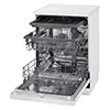 ماشین ظرفشویی 14 نفره سه طبقه ال جی مدل  DFC513W رنگ سفید با درب باز از نمای کنار