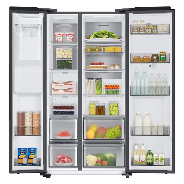 یخچال فریزر ساید بای ساید سامسونگ مدل RS6HA8891B1 از نمای داخلی