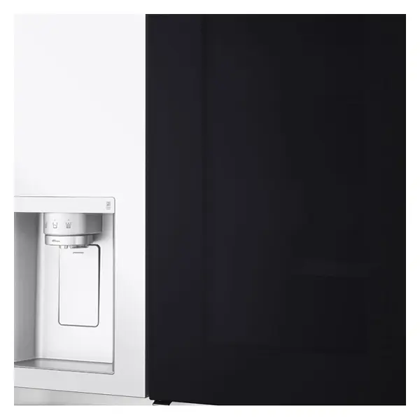 یخچال فریزر ساید بای ساید دو درب ال جی مدل GCX-287TVW نمایی از داخل آبسردکن و یخ‌ساز 