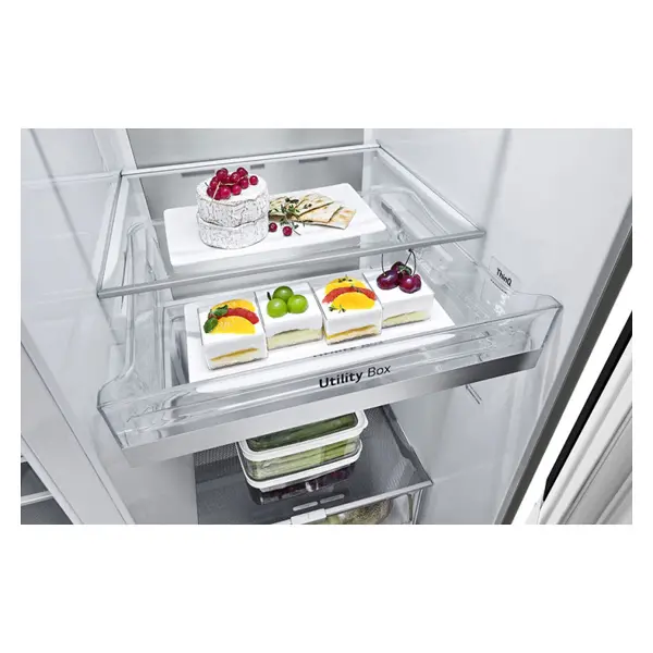 یخچال فریزر ساید بای ساید دو درب ال جی مدل GCX-287TVW نمای داخل یخچال
