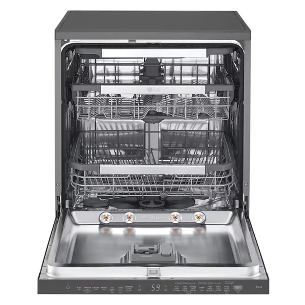 محفظه داخلی ماشین ظرفشویی 14 نفره سه طبقه ال جی مدل DFC335HD رنگ دودی