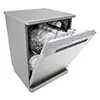 ماشین ظرفشویی 14 نفره دو طبقه ال جی مدل DFC612FV رنگ نقره ای از نمای کنار با درب نیمه باز