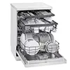 ماشین ظرفشویی 14 نفره سه طبقه ال جی مدل  DFC513W رنگ سفید با درب باز از نمای کنار